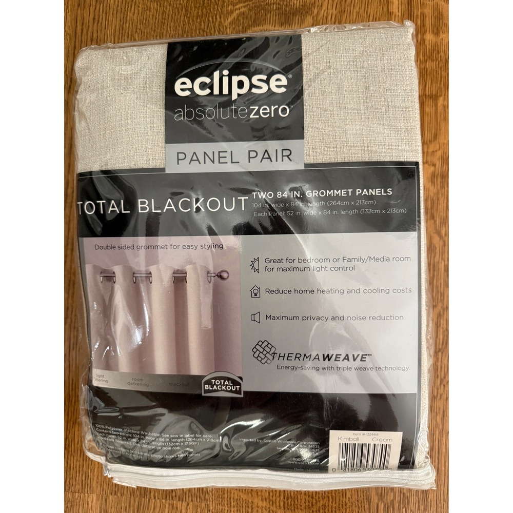 Eclipse absolute Zero 2 panel total blackout curtains oatmeal Linen 52x84 Each - Picture 2 of 2